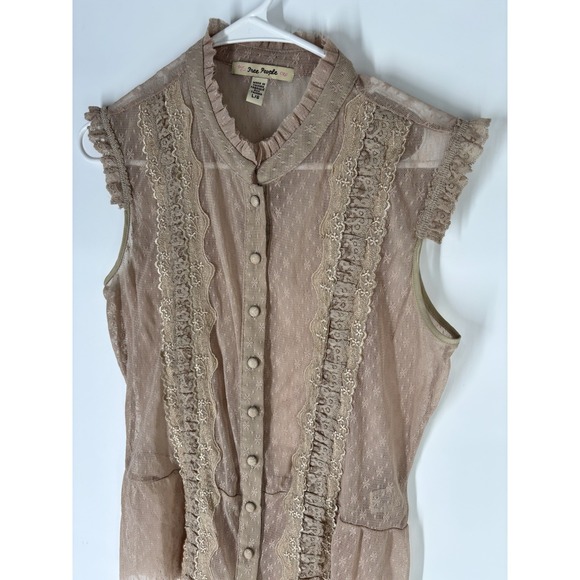 Free People Tops - Vintage Free People Y2K Sheer Lace Sz L  Boho Victorian Festival Prairie Cottage